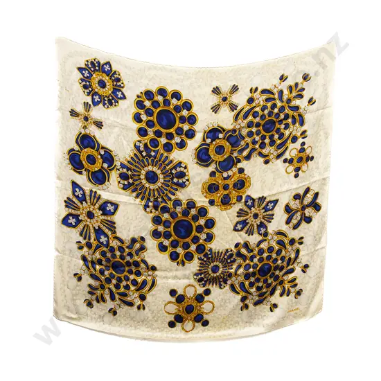 Chanel Ivory Jewel Silk Scarf