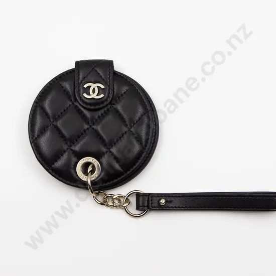 Chanel Lambskin Quilted Round Luggage Tag in Black