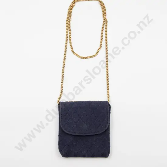 Chanel Micro Bag on Chain Blue with Gold Hardware