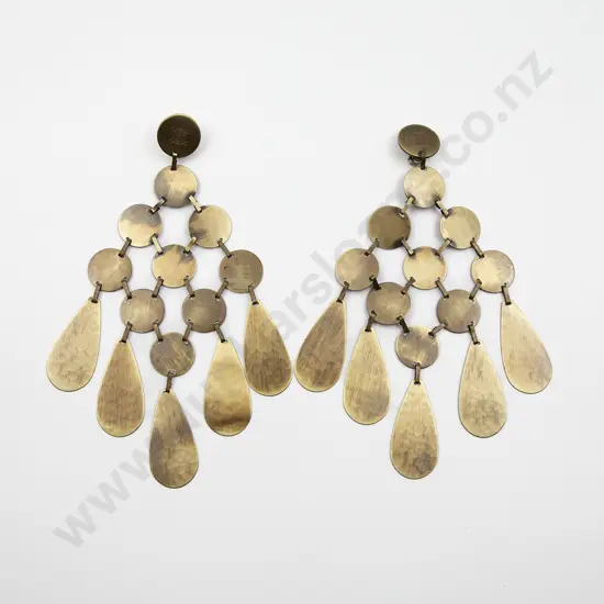 Vintage Celine Paris Logo Chandelier Earrings