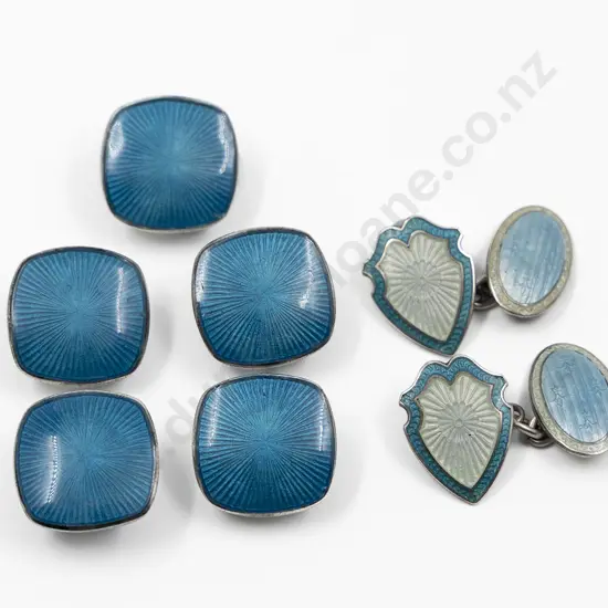 Edwardian S/S and Enamel Set Five Buttons