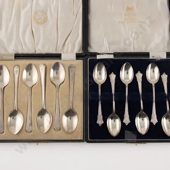 Two Cased Sets Six S/S Coffee Spoons