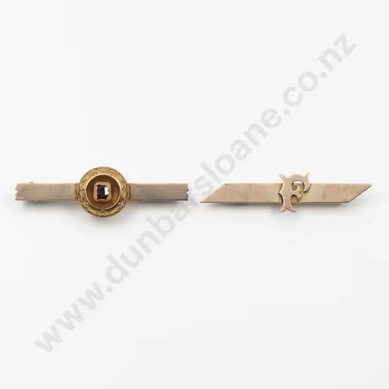 Two NZ 9ct Bar Brooches