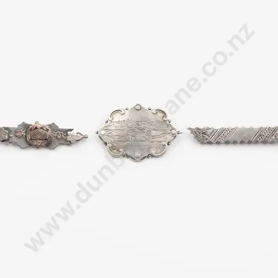 Three NZ S/S Bar Brooches