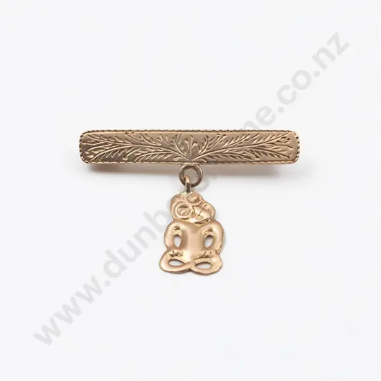 9ct Tiki Pendant on Bar Brooch
