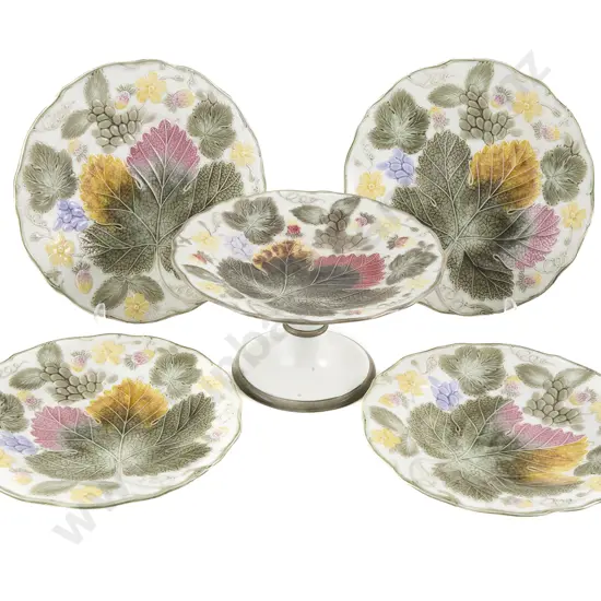 C19th Wedgwood Majolica Five Dessert Dishes and Tazza