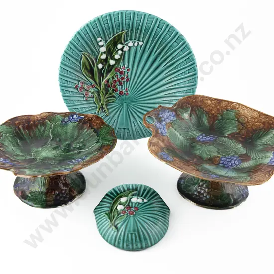 J A Bailey Scotland Majolica Two Tazzas
