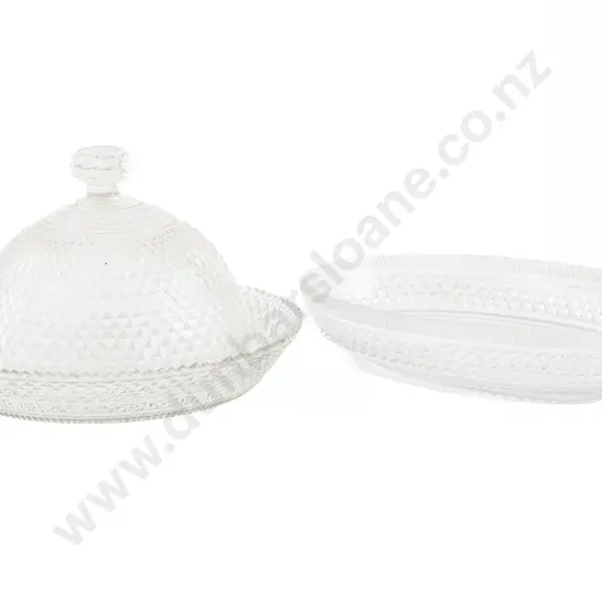 Georgian Fine Diamond Facet Cut Cheese Dome on Tray