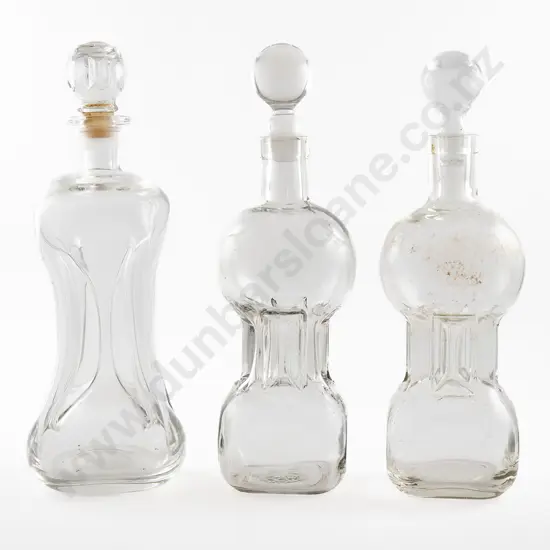 Three Victorian Moulded Glass Decanters