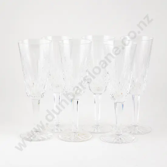 Set Six Waterford Lismore Pattern Champagne Flutes