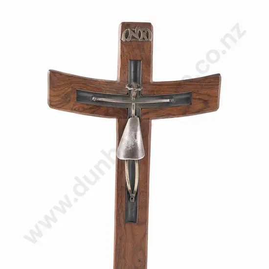 Arts and Crafts Rosewood Crucifix with a Sold Silver Crucified Figure