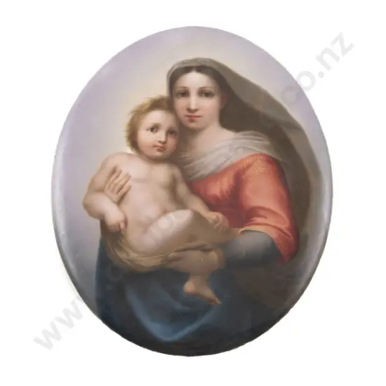 Late C19th KPM Berlin Painted Porcelain Panel Of The Madonna & Child