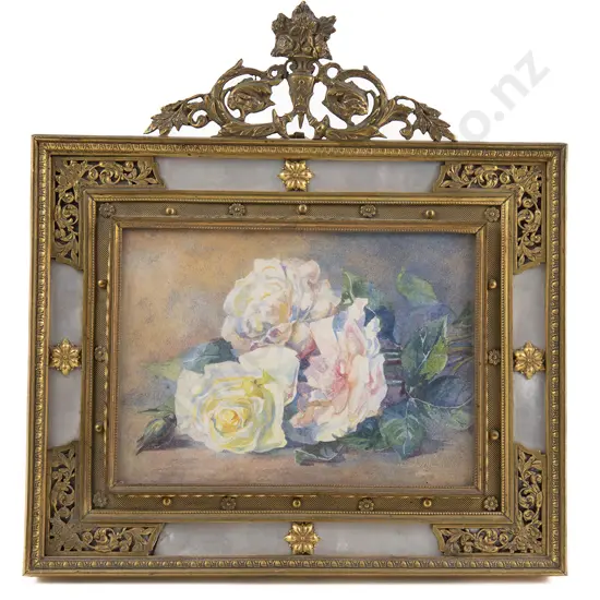 Fine & Ornate Late C19th French Gilt Bronze & MOP Frame