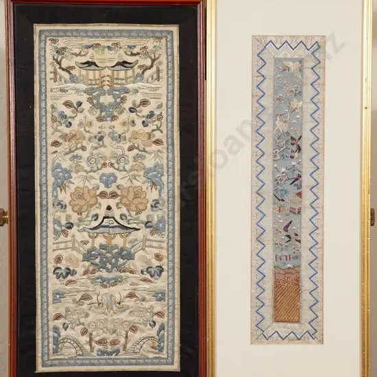 Two Framed Antique Chinese Embroidered Panels