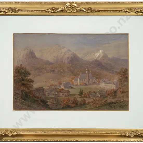 John Steeple (British 1823-1887) - German Village Landscape