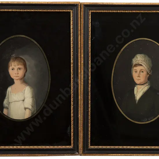 Two Framed Oval Portraits of Mother and Child