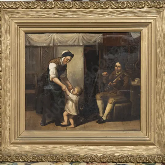 After Adriaen van Ostade (Dutch 1610-1685) - European Interior Family Scene