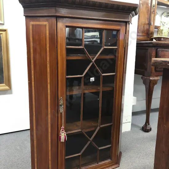 Edwardian Mahogany Sheraton Revival Hanging Corner Cupboard