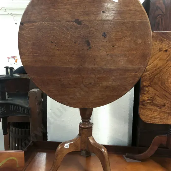 George III Oak Circular Snap Top Wine Table