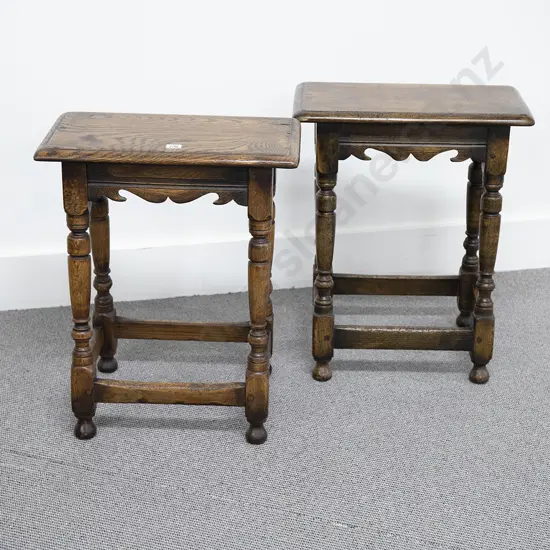 Pair Of C17th Style Oak Joint Stools
