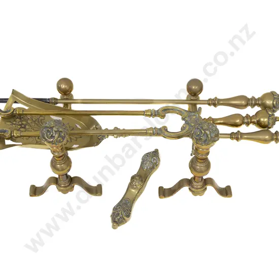 Set Of 3 Brass Fire Irons