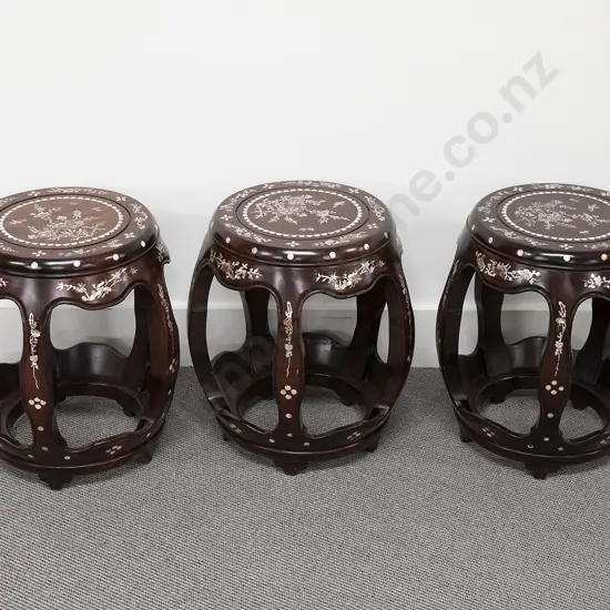 Set Of 3 Modern Chinese Rosewood Garden/Veranda Stools