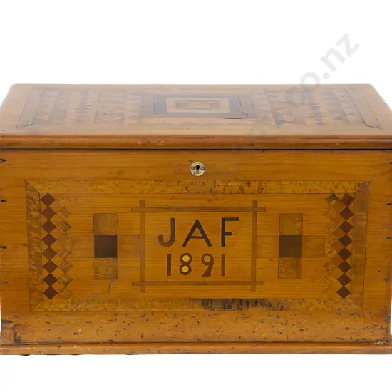 C19th NZ Kauri & Inlaid Native Timbers Box