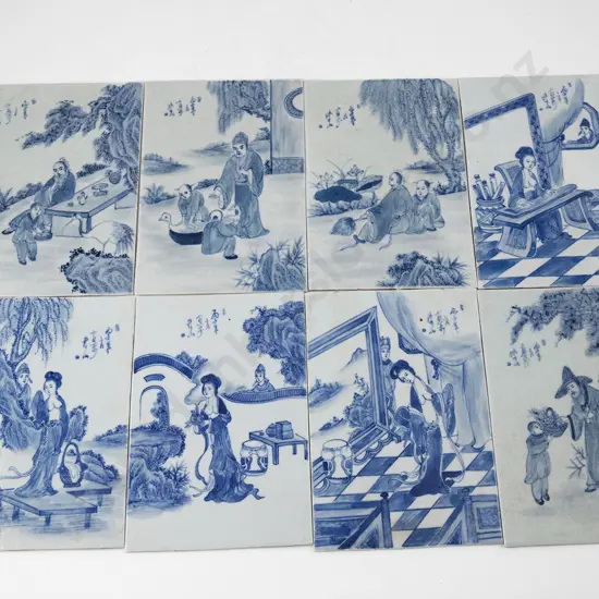Eight Chinese Blue and White Porcelain Panels