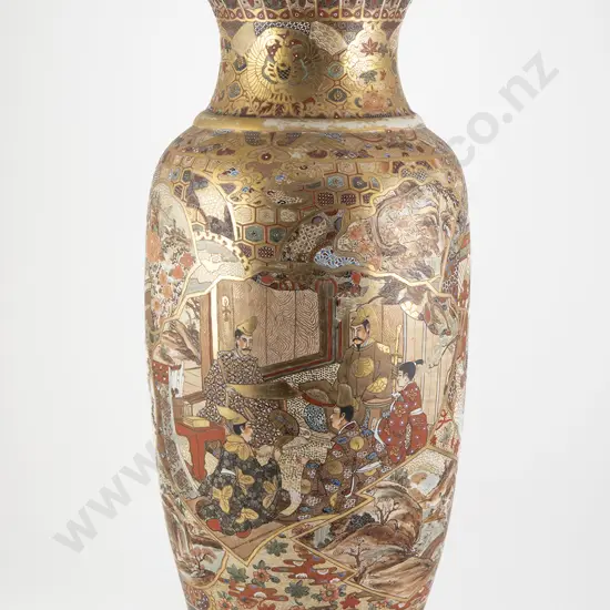 A large and Impressive Satsuma Meiji Period Floor Vase