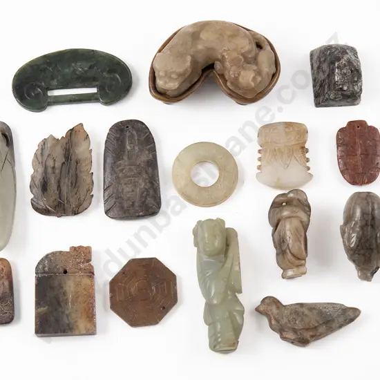 Collection of Eighteen Assorted Pieces of Chinese Jade
