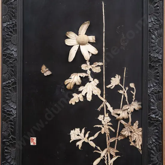 Decorative Ebonised Chinese Panel