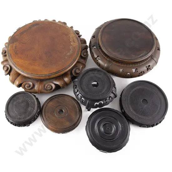 Collection of Seven Chinese Various Urn Stands