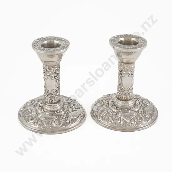 Pair QEII S/S Dwarf Candlesticks