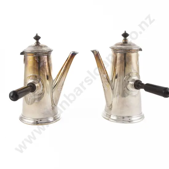 Near Matched Pair S/Plate Cafe Au Lait Pots