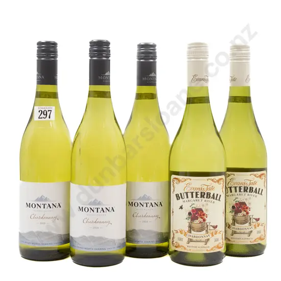 Five Bottles of Assorted Australian Chardonnay