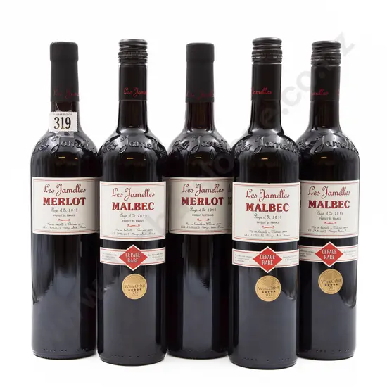 Five Bottles of Assorted French Merlot and Malbec