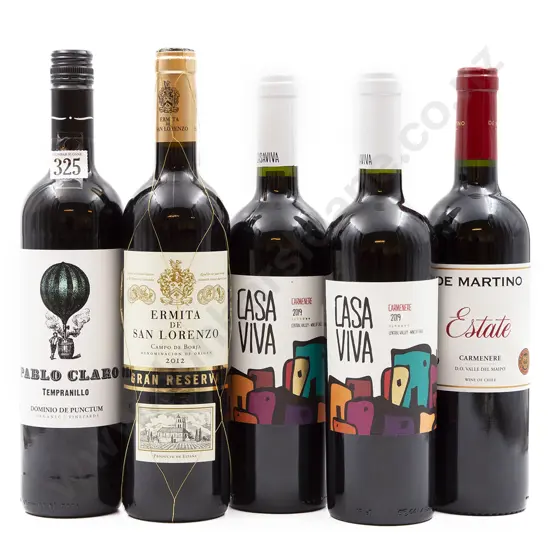 Five Bottles of Assorted Spanish and Chilean Red Wines