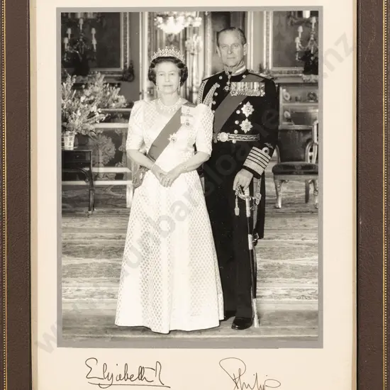 A 1989 Signed Royal Presentation Photograph Of Queen Elizabeth II & Prince Philip