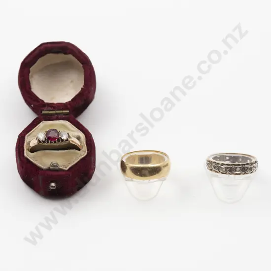 Victorian 9ct Ruby and Diamond Paste Bridge Ring