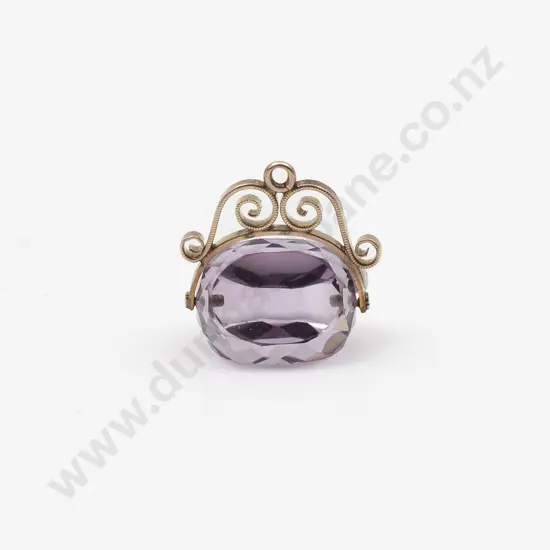 9ct Mounted Amethyst Swivel Fob