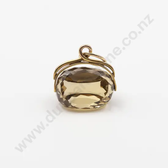 9ct Mounted Citrine Swivel Fob