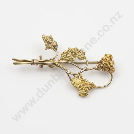 Four Gold Nugget Spray Brooch