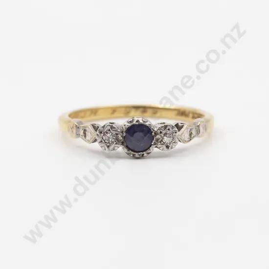 18ct & Platinum 3stone Sapphire & Diamond Bridge Ring