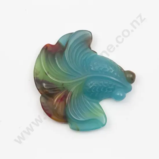 Fine Opaque Moulded Glass Gold Fish Pendant