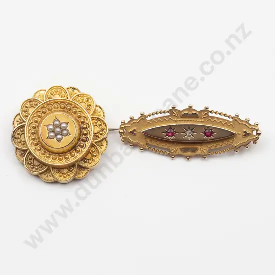 Victorian 15ct and 9ct Target Brooches