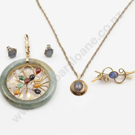 Gold Plate and Silver Opal Triplex Brooch