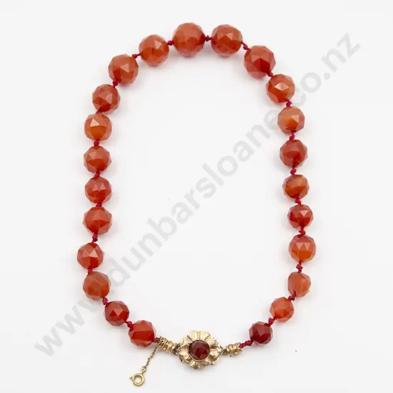 Victorian Single Strand Graduated Carnelian Bead Necklace
