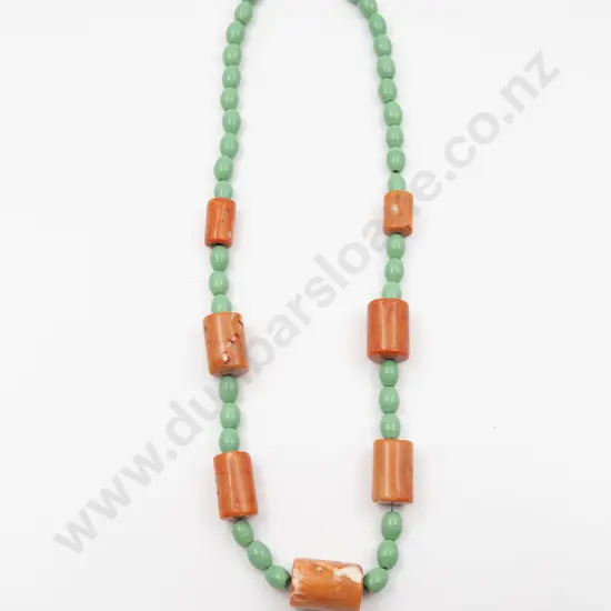 Single Strand Bamboo Coral and Ceramic Bead Necklace