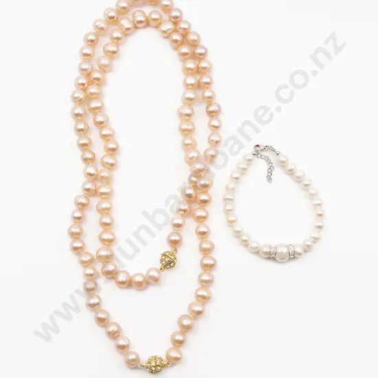 Two Fresh Water Pink Pearl Necklaces