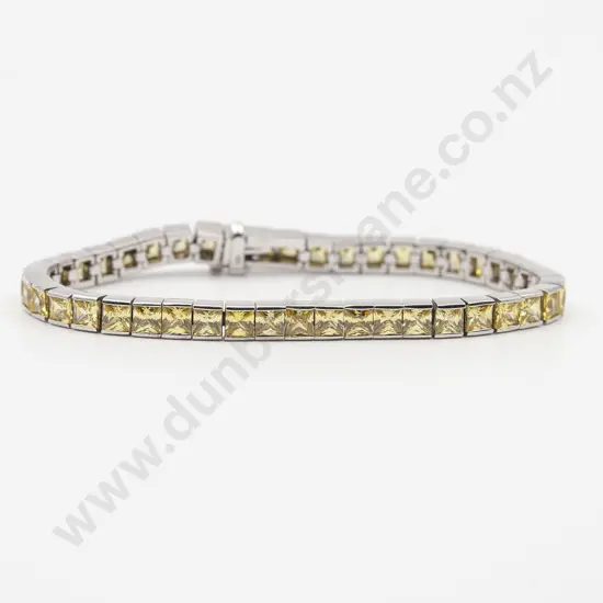 .925 Silver and Citrine Tennis Bracelet